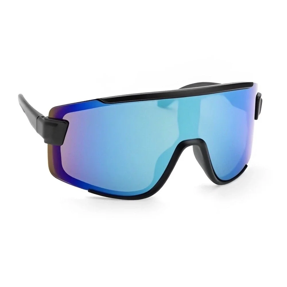 Oversized Shield Sunglasses Oceanic Blue Mirrored Lens Sport Wrap Shades Fashion